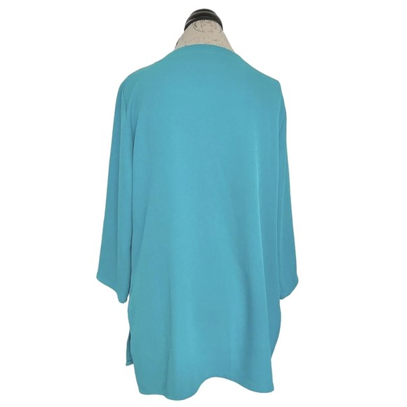 Allie Coosh Womens Blouse Green Turquoise Sz Small Spring Tunic Lagenlook Easter - Picture 3 of 13